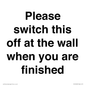 PV10523: Please switch this off at the wall when you are finished
