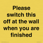 PV10523: Please switch this off at the wall when you are finished