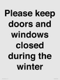 PV10527: Please keep doors and windows closed during the winter