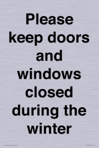 PV10527: Please keep doors and windows closed during the winter