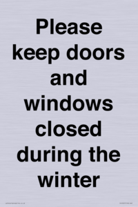 PV10527: Please keep doors and windows closed during the winter
