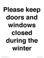 PV10527: Please keep doors and windows closed during the winter
