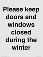 PV10527: Please keep doors and windows closed during the winter