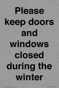 PV10527: Please keep doors and windows closed during the winter