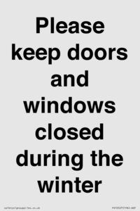 PV10527: Please keep doors and windows closed during the winter