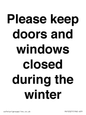 PV10527: Please keep doors and windows closed during the winter
