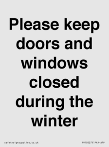 PV10527: Please keep doors and windows closed during the winter