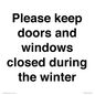 PV10527: Please keep doors and windows closed during the winter