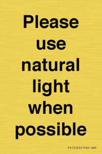 PV10529: Please use natural light when possible