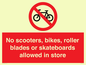 PV10552: No scooters, bikes, roller blades or skateboards allowed in store