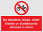 PV10552: No scooters, bikes, roller blades or skateboards allowed in store