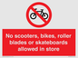 PV10552: No scooters, bikes, roller blades or skateboards allowed in store