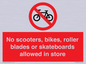 PV10552: No scooters, bikes, roller blades or skateboards allowed in store