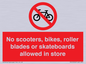 PV10552: No scooters, bikes, roller blades or skateboards allowed in store