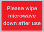 PV12296: Please wipe microwave down after use