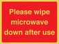 PV12296: Please wipe microwave down after use