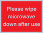 PV12296: Please wipe microwave down after use