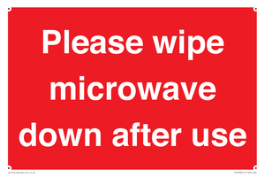 PV12296: Please wipe microwave down after use