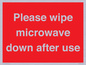 PV12296: Please wipe microwave down after use