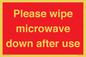 PV12296: Please wipe microwave down after use
