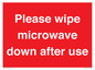 PV12296: Please wipe microwave down after use
