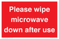 PV12296: Please wipe microwave down after use