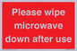 PV12296: Please wipe microwave down after use