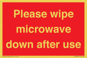 PV12296: Please wipe microwave down after use