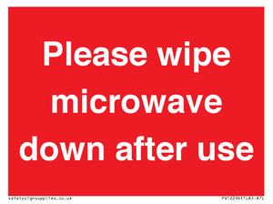 PV12296: Please wipe microwave down after use
