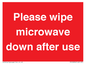 PV12296: Please wipe microwave down after use