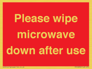 PV12296: Please wipe microwave down after use
