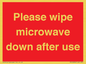 PV12296: Please wipe microwave down after use