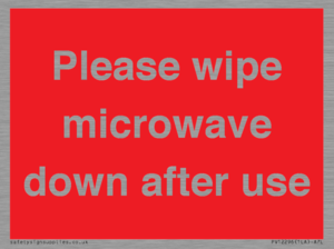 PV12296: Please wipe microwave down after use