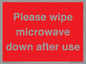 PV12296: Please wipe microwave down after use