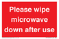 PV12296: Please wipe microwave down after use
