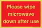 PV12296: Please wipe microwave down after use