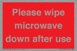 PV12296: Please wipe microwave down after use