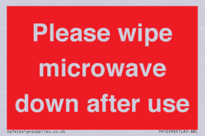 PV12296: Please wipe microwave down after use
