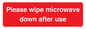 PV12296: Please wipe microwave down after use