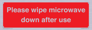PV12296: Please wipe microwave down after use