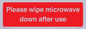 PV12296: Please wipe microwave down after use