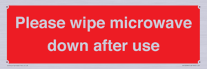 PV12296: Please wipe microwave down after use