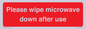PV12296: Please wipe microwave down after use