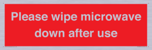 PV12296: Please wipe microwave down after use