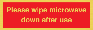 PV12296: Please wipe microwave down after use