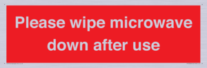 PV12296: Please wipe microwave down after use