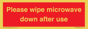 PV12296: Please wipe microwave down after use