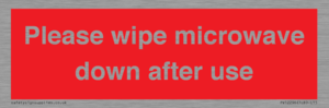 PV12296: Please wipe microwave down after use