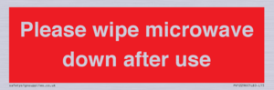 PV12296: Please wipe microwave down after use