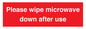 PV12296: Please wipe microwave down after use